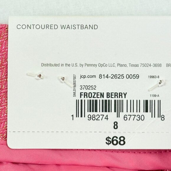 Liz Claiborne Women's Frozen Berry Metallic Contoured Waistband Trouser Sz 8 NWT - Picture 6 of 12